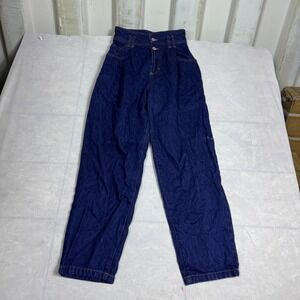 Zara Womens Baggy Jeans Blue Denim 5-Pocket Comfort Dark Wash Size 0